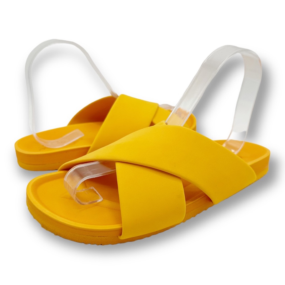 J.Crew Bright Yellow Marina Waterproof Cross-strap EVA Sandals Sz 8